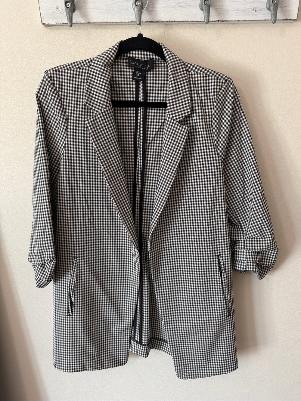 Rachel Zoe Black and White Gingham Blazer